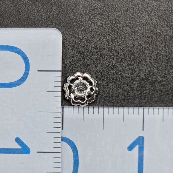 Sparkling Silver Flower Stud Earrings With Cubic Zirconia (NWOT) - Picture 7 of 7